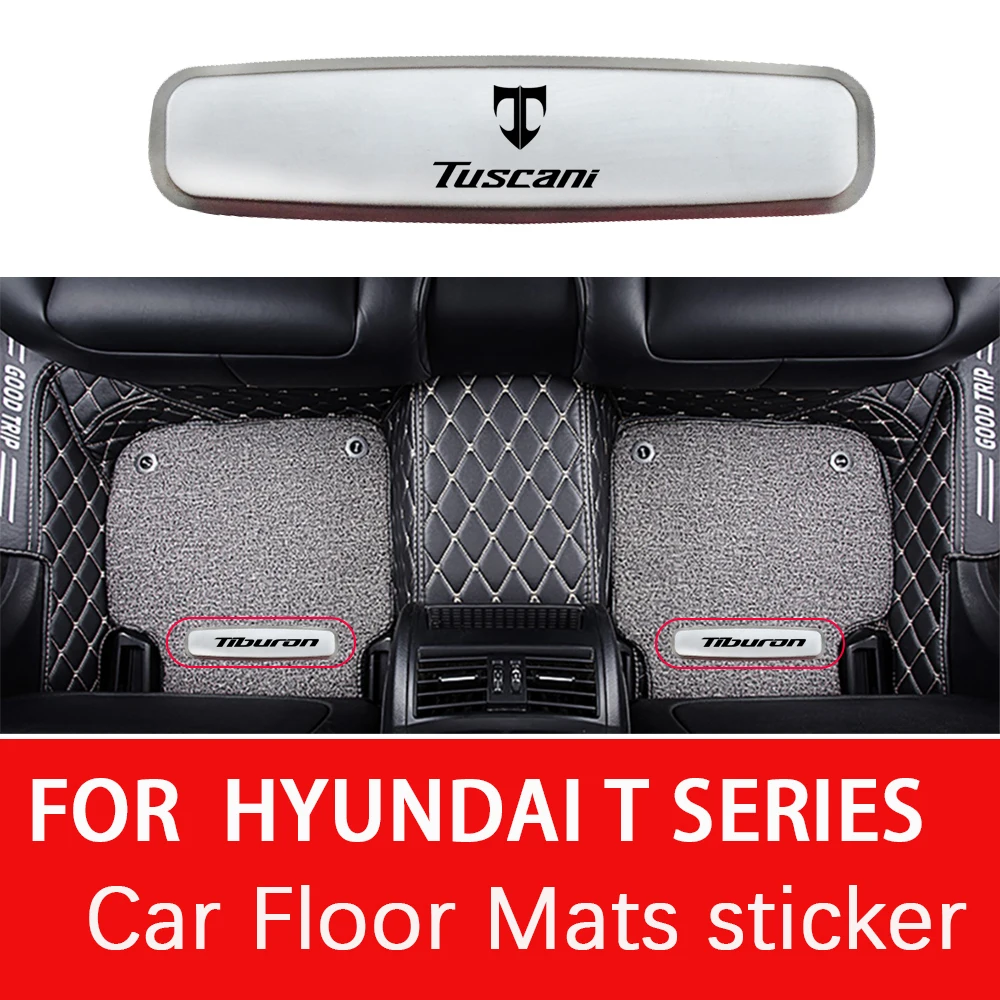 2PCS Car Carpet Emblems For Hyundai Tuscani II III IV Tuscani Coupe Tiburon Car Floor Mats Metal Emblem Stickers Car Accessories