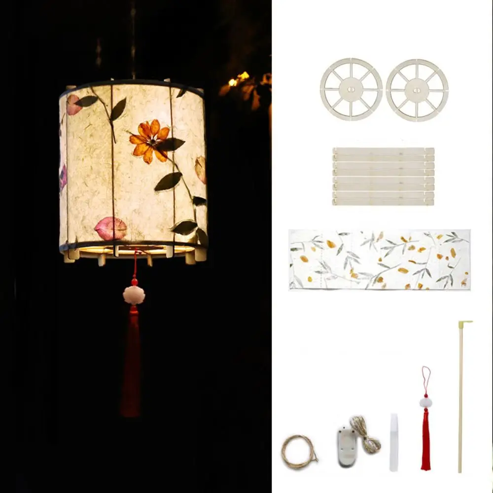 

Portable Wooden Mid-Autumn Festival Lantern LED Light Creative DIY Flower Lamp Drawing Glowing Handmade Hanging Lamp Mid-autumn