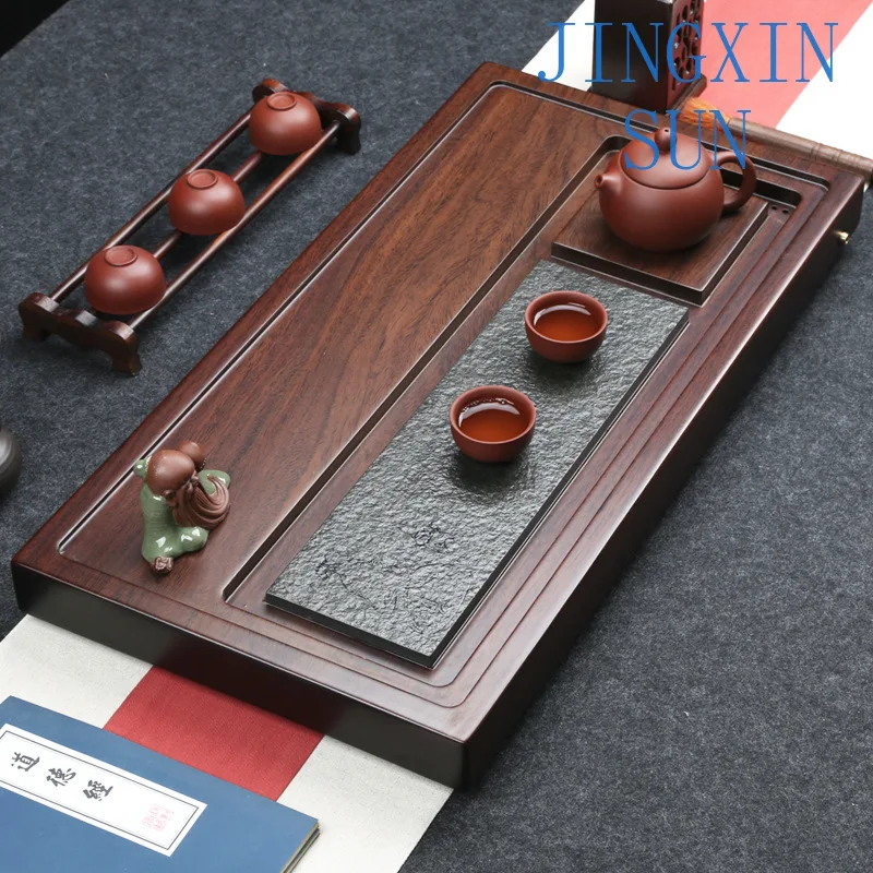 Whole African ebony wood tea tray solid wood household tea table, simple ebony tea sea, drainage kung fu small