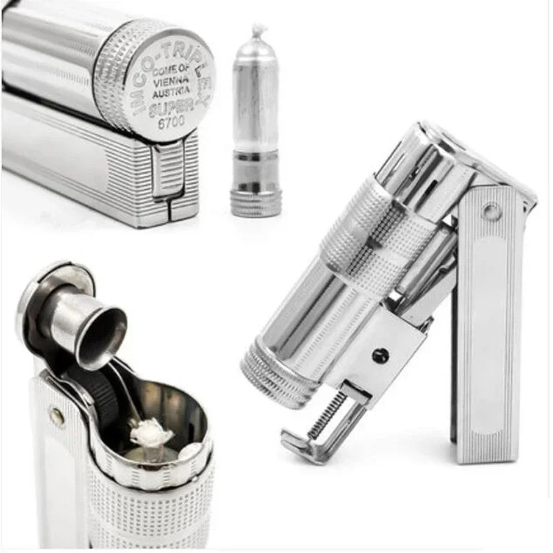 Original Stainless Steel IMCO Kerosene Lighter Windproof Gasoline Flint Cigarette Lighter Petrol Oil Lighter Inflated Men Gadget