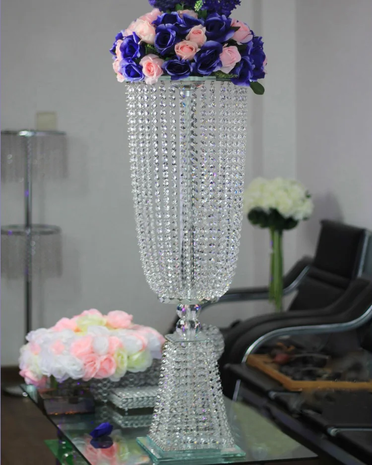 

Shiny Tall Clear Wedding Centerpiece And Flower Stand Centerpiece Crystal