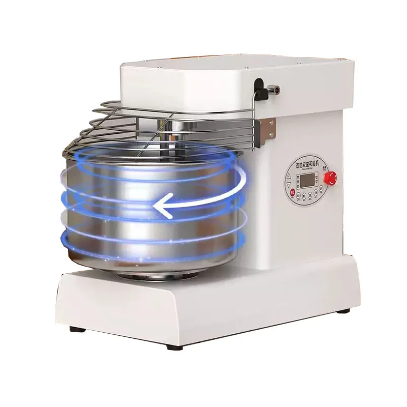 Commercial 10L Spiral Dough Kneading Machine, Double‑Motion Double‑Speed Mixer With Timing Function, Stainless‑Steel