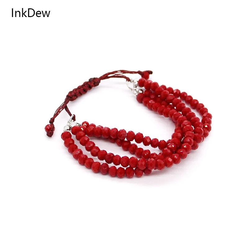 INKDEW NEW Beaded Bracelets Adjustable Bracelet Bohemian Style Handmade Strand Crystal Bracelets for Women Gift Multicolor BR005