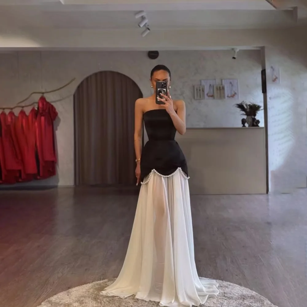 

Best Selling Elegant Strapless Evening Dresses Charming Ruffles Prom Dress Exquisite Boat Neck Party Gown فساتين سهرة Customized