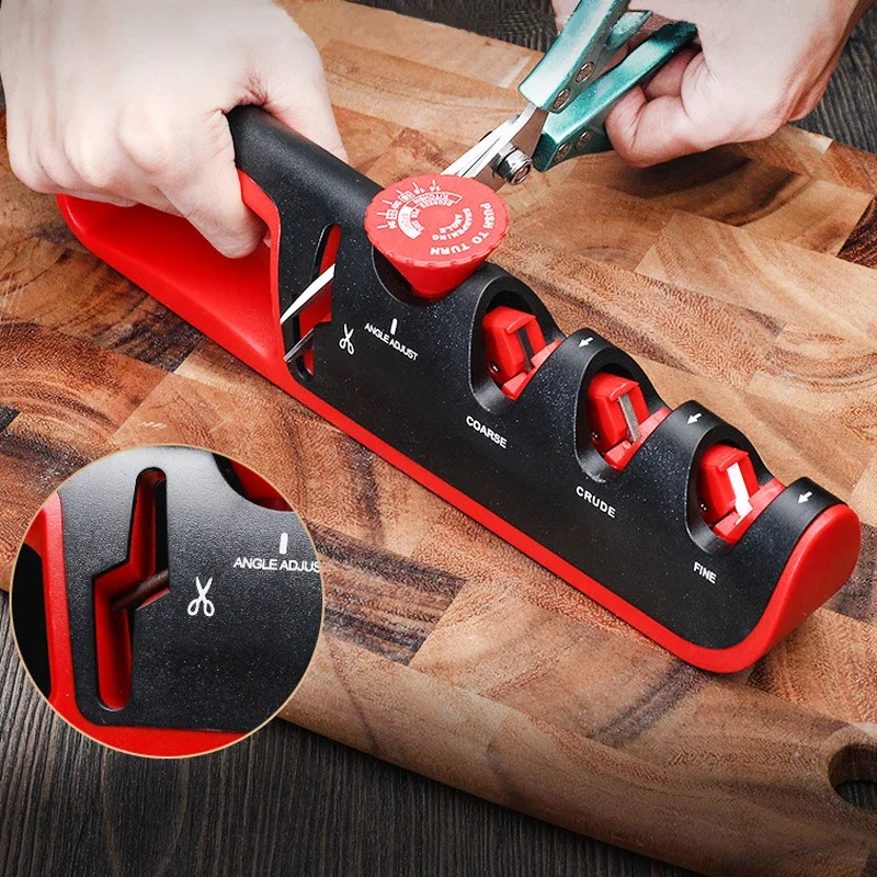 Multifunction 4In1 Knife Sharpener Adjustable Angle Kitchen Scissors Professional Grinding Machine Cutter Wheel Sharpening Tools