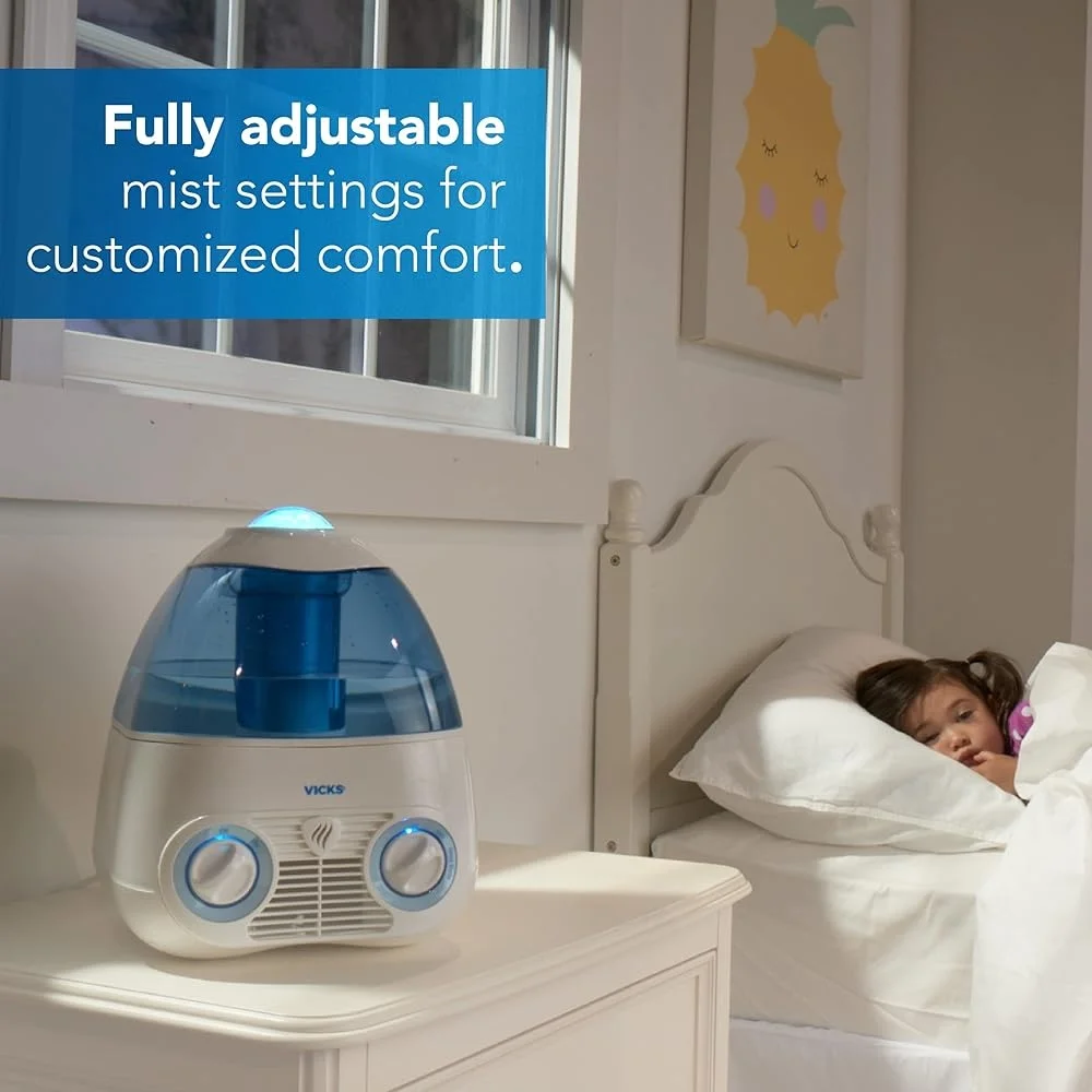 Starry Night Cool Mist Humidifier with Night Light Filtered Moisture Baby Kids Bedroom Allergy Relief Quiet Operation