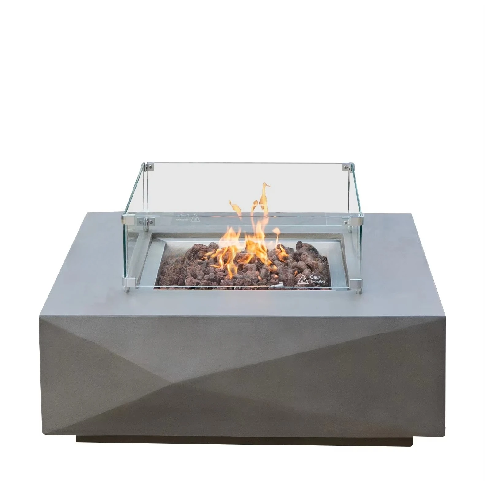 New Model Outdoor Square Gas Fire Pit GRC/GFRC Concrete Material