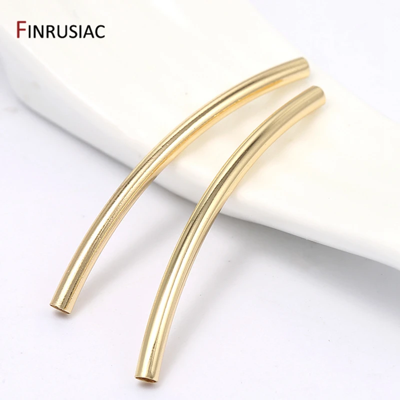 14k Gold Plated Brass 35mm Long Curved Tube Beads Accessories For Jewelry Making Accessories Supplies Findings Wholesale