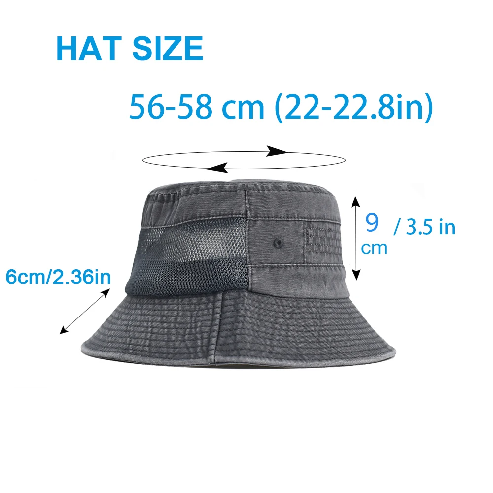 Breathable Mesh Bucket Hat Outdoor Summer Cap Hiking Sun Hat Unisex Boonie Cap Wide Brim Cotton Fishing Hats