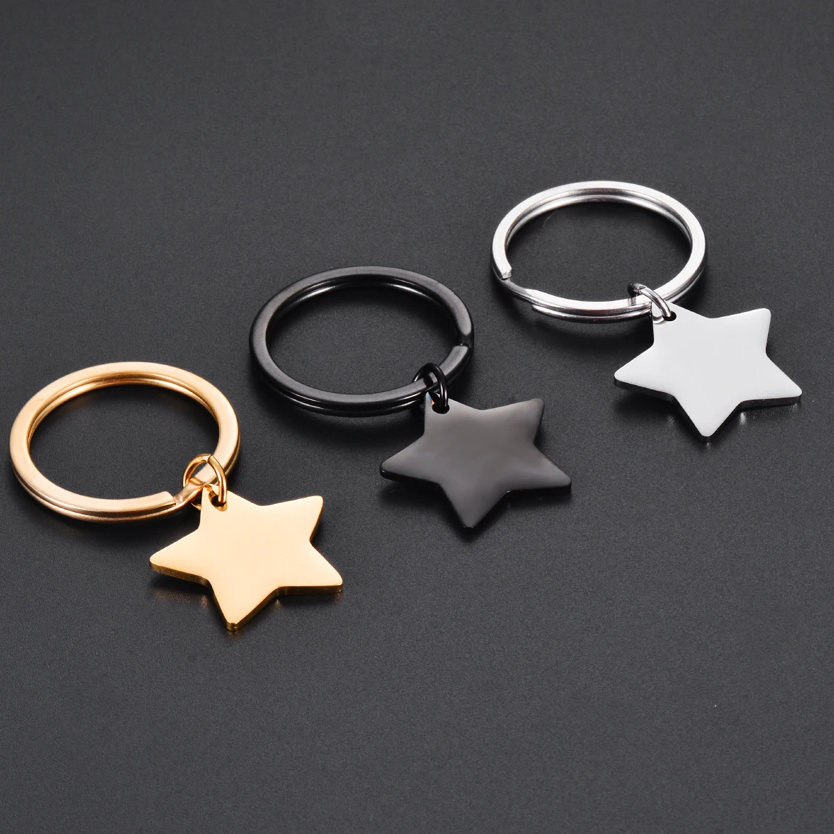 2Pcs Polishing Blank Dog Tag Stainless Steel Star Charm Military Army Pendant For Necklace Custom DIY Jewelry Making Keychain