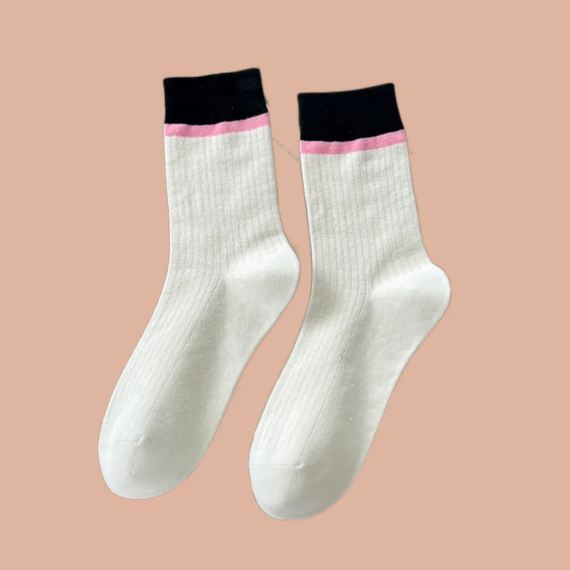 Chaussettes mi-tube pour femmes, tube long assressenti, chaussettes empilées, chaussettes carillons polyvalentes, chaussettes décontractées pour femmes, printemps et automne, document, 7/14 paires