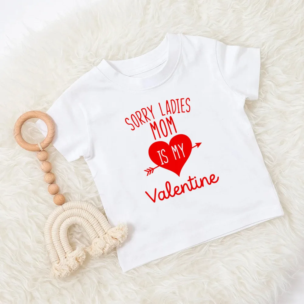 Mommy and Daddy\'s Valentine Print Kids T Shirt Child Clothes Tops Boys Girls Shirt Valentine\'s Day Party Present Casual Outfit