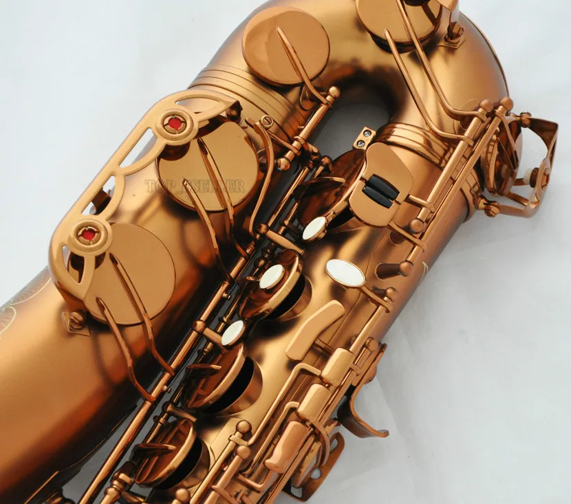 

Новый профессиональный матовый кофейный тенор-саксофон с ручной гравировкой и футляром 2025