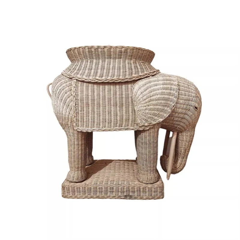 Hand-woven children's stool, living room rattan elephant ornament, craft decoration, home floor type