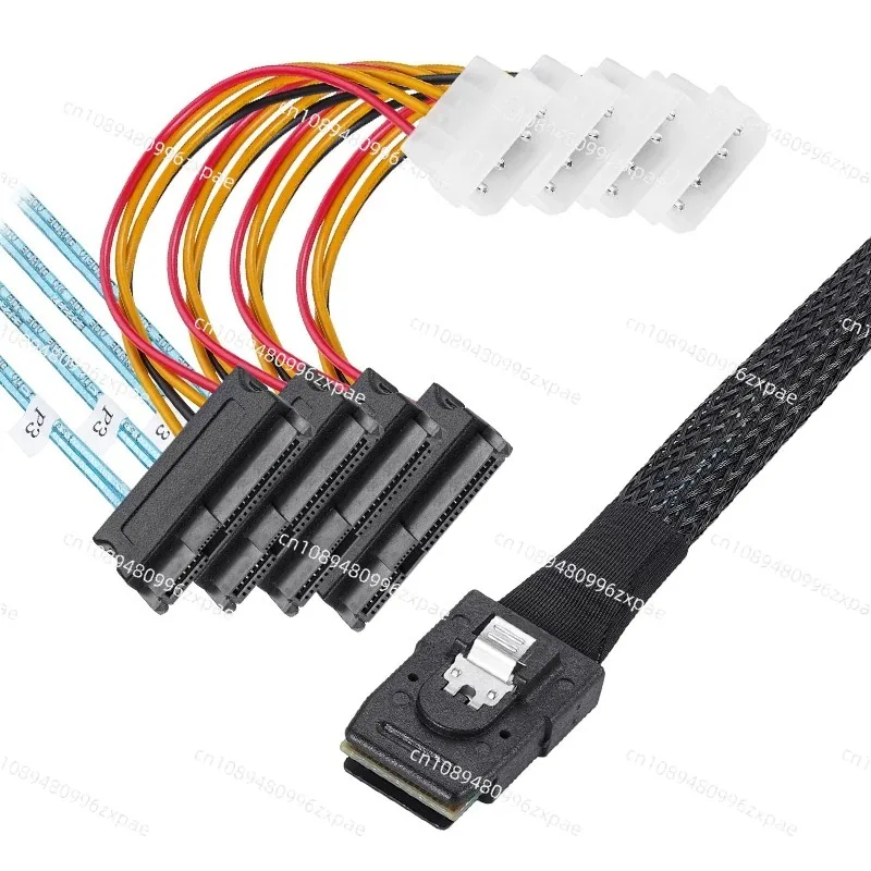 Mini SAS Cable SFF 8087 To 4 SFF -8482 Large 4PIN Power Hard Disk Data Cable SFF-8087 Host To 4 SAS  SFF8482 Cable