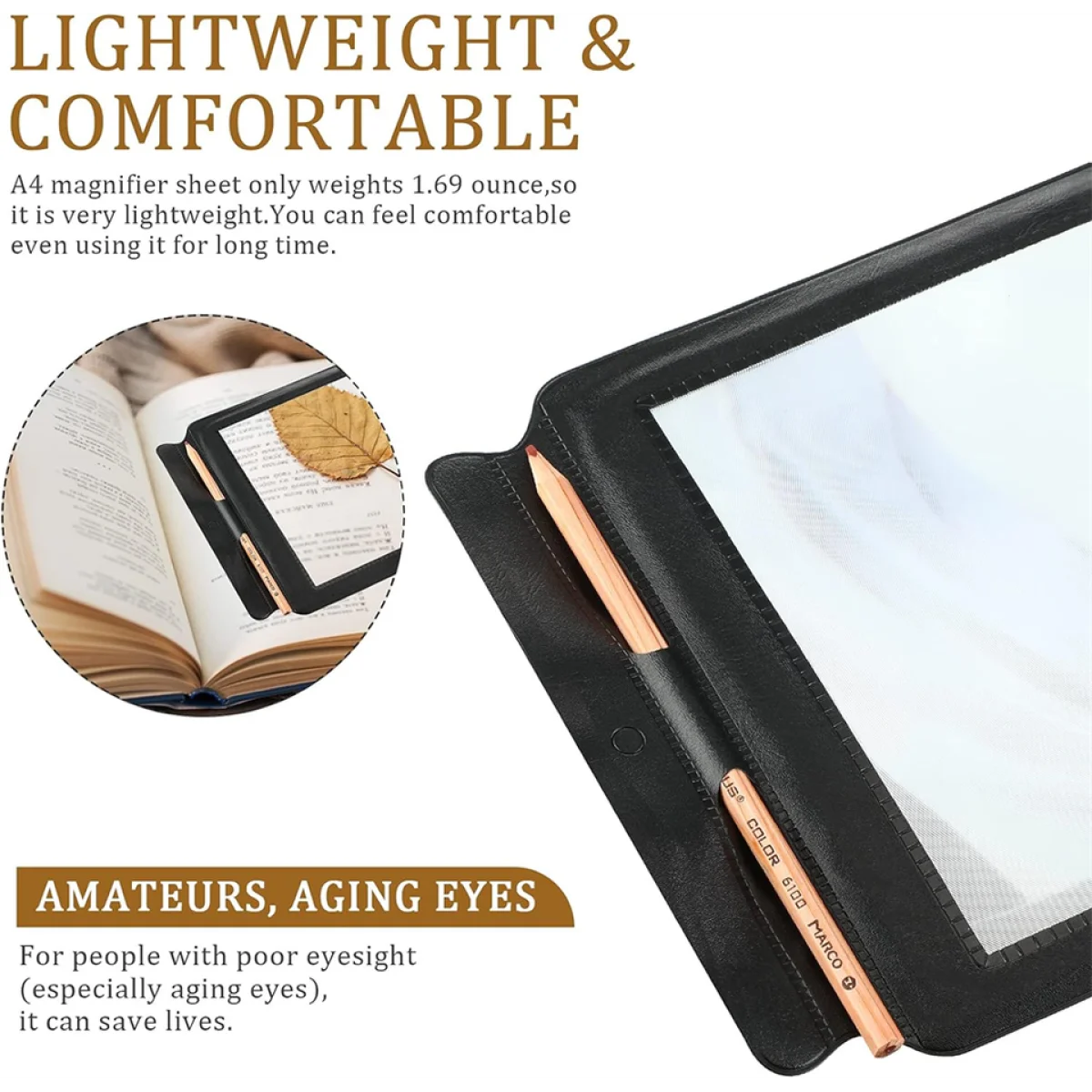 1/2PCS Handheld Page Magnifying Glass Flexible 3X Reading Aid Lens Ultra Thin Bookmark Flat Magnifier A4 for Elderly Reading