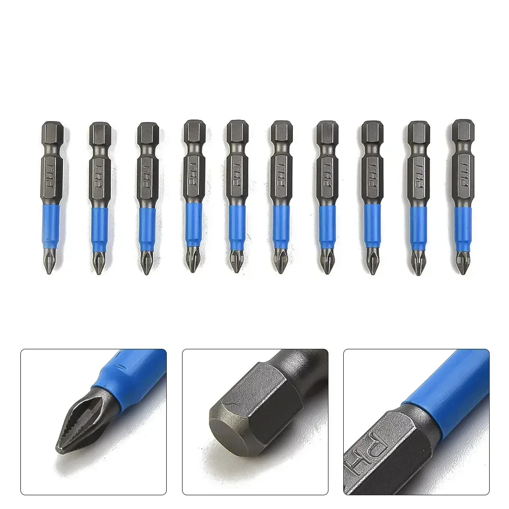 10 Uds. Puntas de destornillador de 25/50mm PH1 PH2 PH3 PZ1 PZ2 PZ3 brocas magnéticas antideslizantes herramientas manuales de vástago hexagonal de 1/4 pulgadas taladro eléctrico