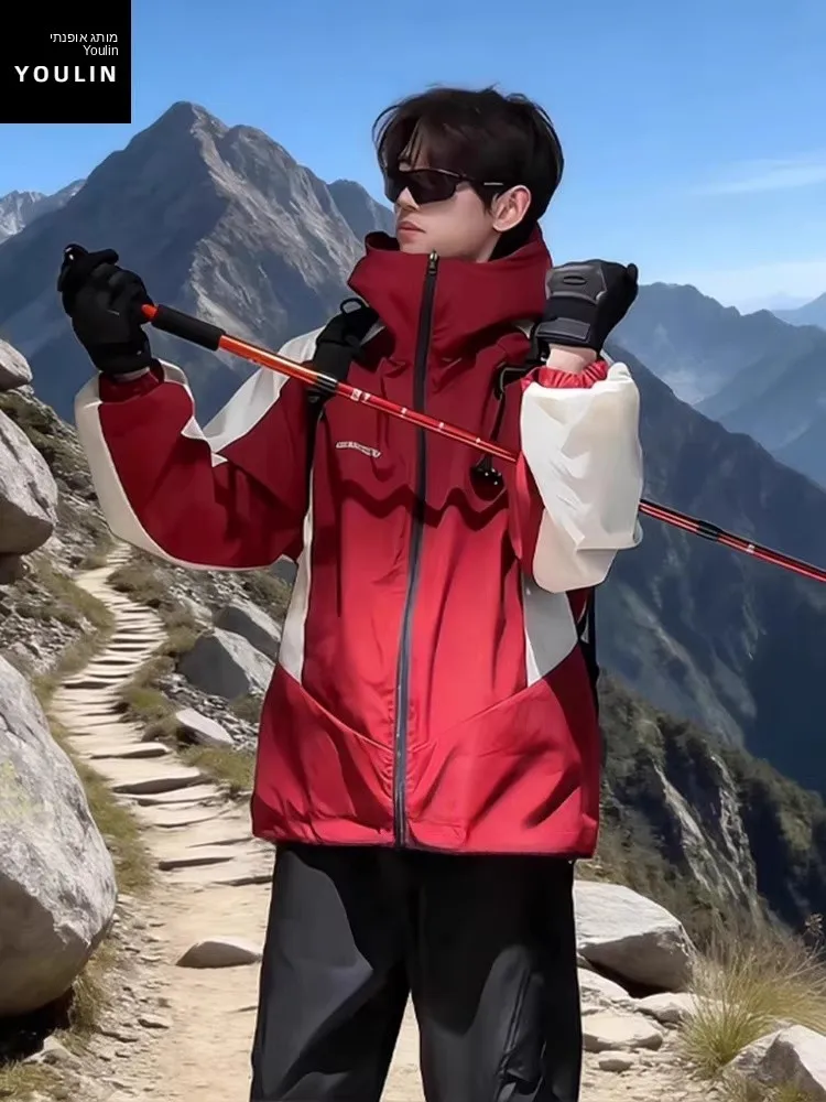 Double-Sided American Style Three-Proof Windproof Waterproof Jacket Outdoor Men's Fashionable Workwear Set Youth Popular