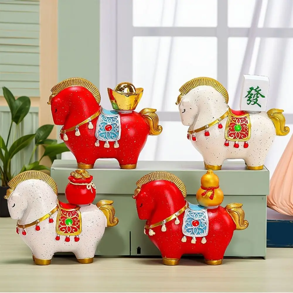 2026 السنة الصينية الجديدة الراتنج الحصان تمثال النمط الصيني للتدوير الحصان مصغرة الحصان التميمة زودياك الحصان الحلي رف الكتب #1