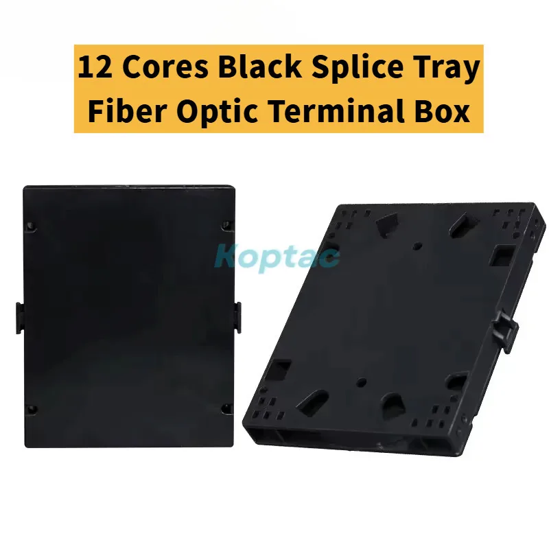 10pcs 12 Cores Black Fiber Optic Splice Tray Fiber Protection Box Fiber Optic Terminal Box Optical Cable Protection Box FTTH