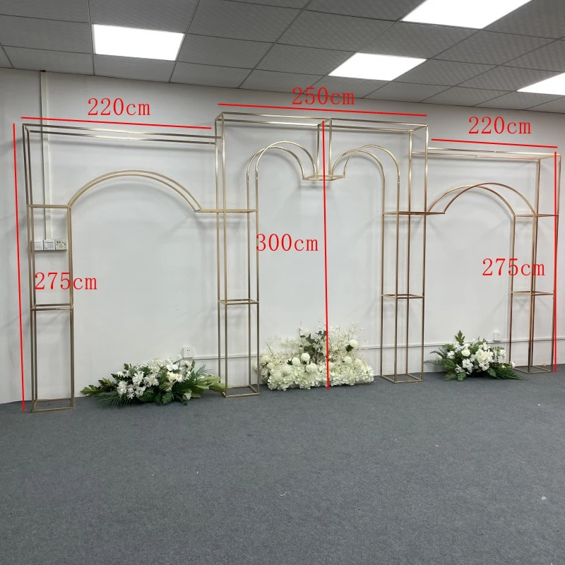 

Rectangular Stage Decoration Arch, Shiny Gold, Wedding Party Backdrops, Customized Version