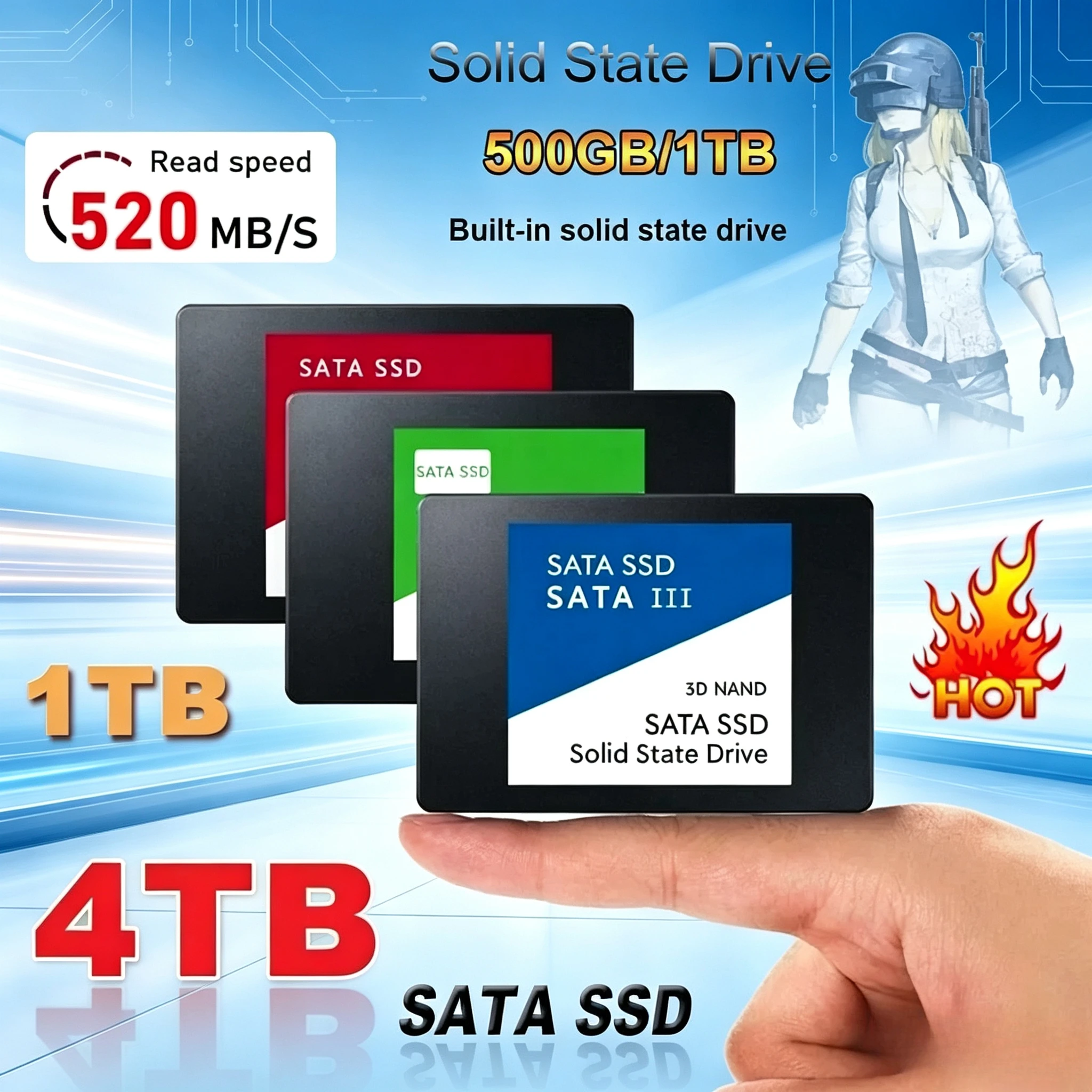 4TB SSD External Hard Disk For Internal Hard Drive Sata3 Interface Portable High Speed Solid State Drive For Laptop