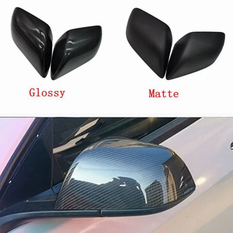 Real Dry Carbon Fiber Rear View Mirrors Cover for Tesla Model Y/3/Highland 2017-2023 2024 Side Door Rearview Mirror Cover Matte