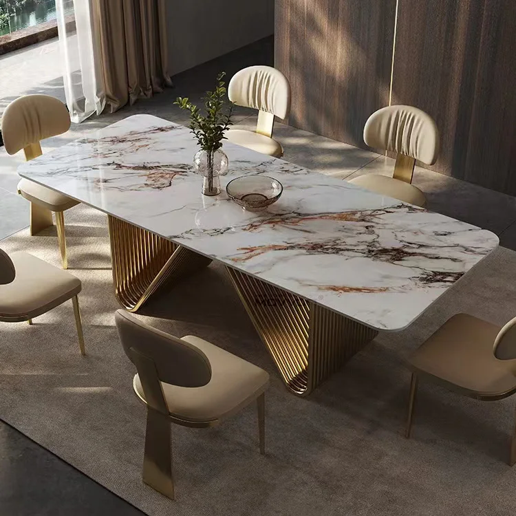 Dining Table Restaurant Bronze Console Living Rectangular Minimalist Simple Lamp Decorated Dimmable Desk Dining Table