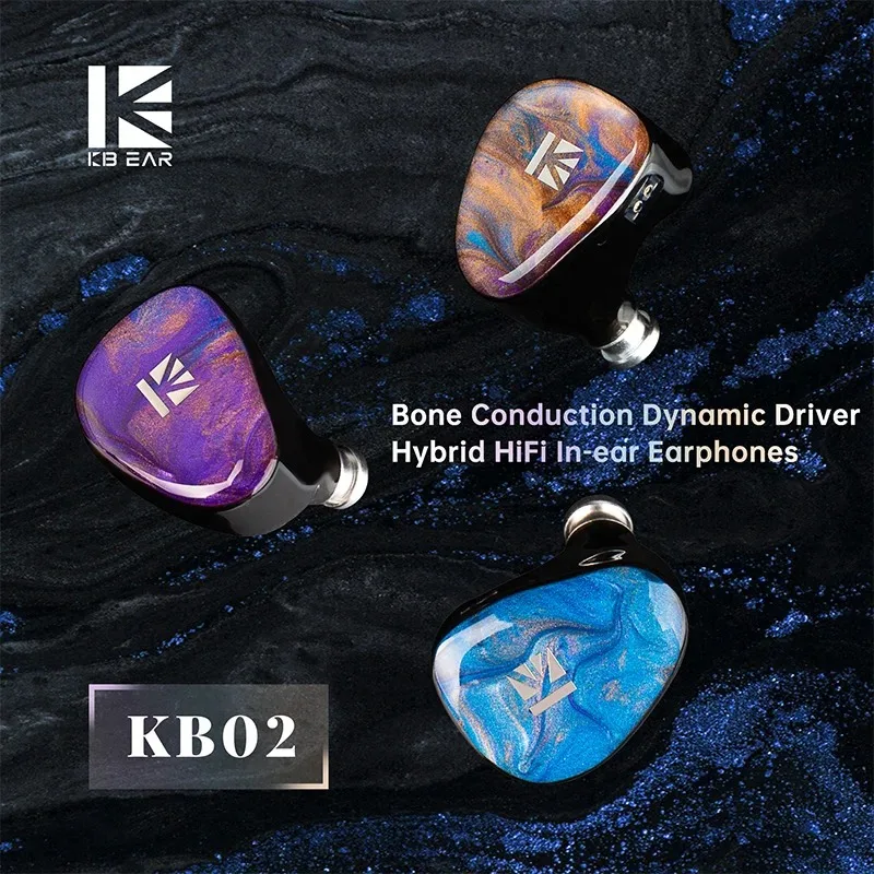 Fones de Ouvido Intra-auriculares KBEAR KB02 10mm+10mm DD IEM Hifi com Design de Cabo Destacável e Driver Dinâmico de Condução Óssea para Audiófilos