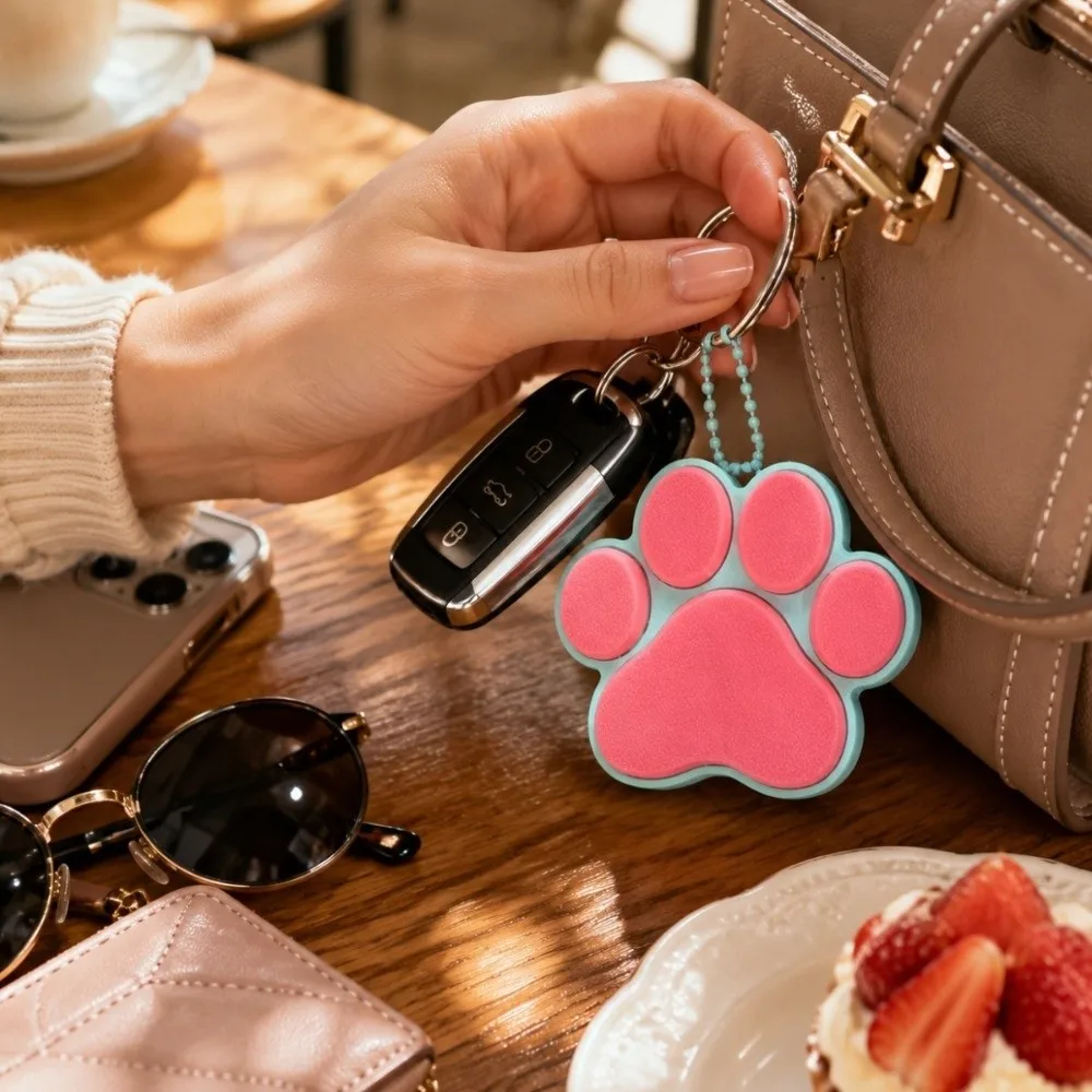 Funny Decorative Dog Cat Paw Clicker Keychain 3D Printed Keyboard-style Paw Shape Keycap Bag Pendant Clicker Keychain Key