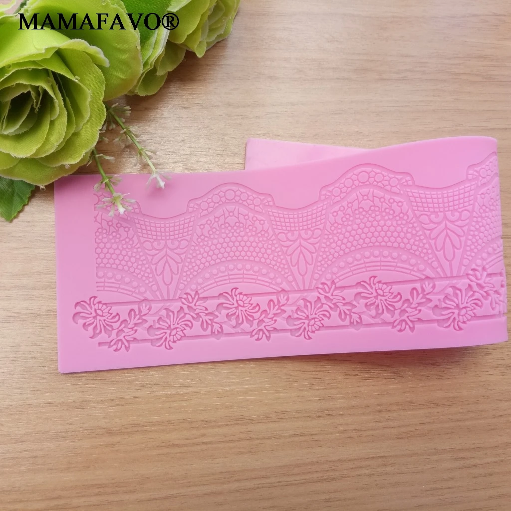 Ship sail lace border cake decoration tools DIY silicone candy mold K856