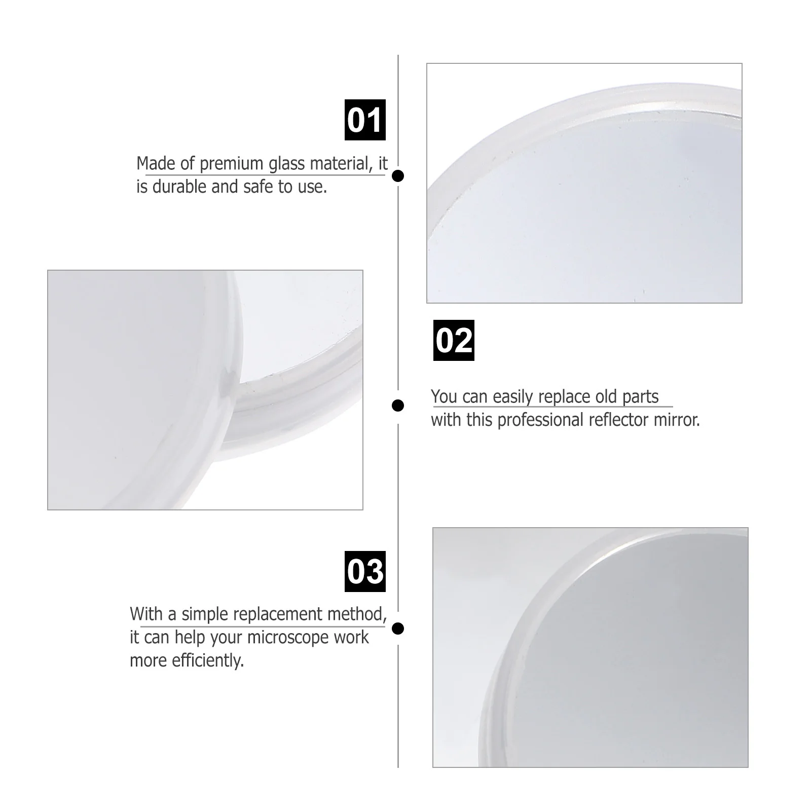 

2Pcs Microscope Reflector Mirror High Definition Glass Replacement Accessory for Biological Optical Laboratory Microscope