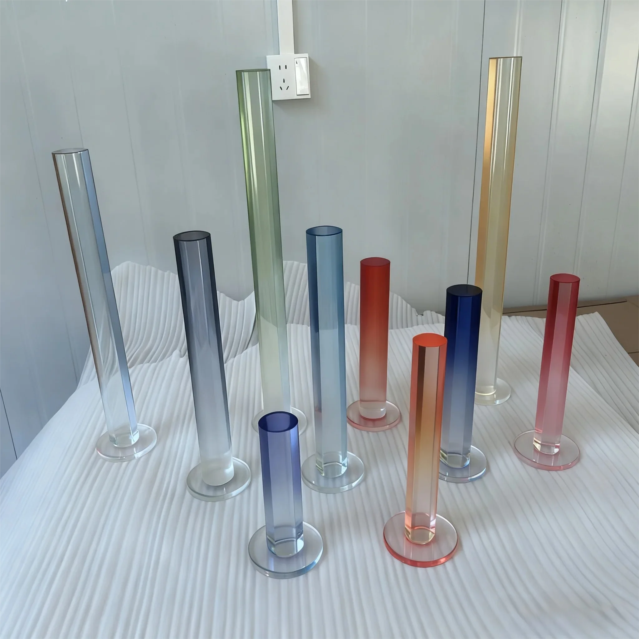 2PCS 나실라이 프로스트 아크릴 도웰 로드, 1.57''x 12'' 길이 그라데이션 컬러, 원통형 라운드 바 DIY 공예용, 테이블 다리용