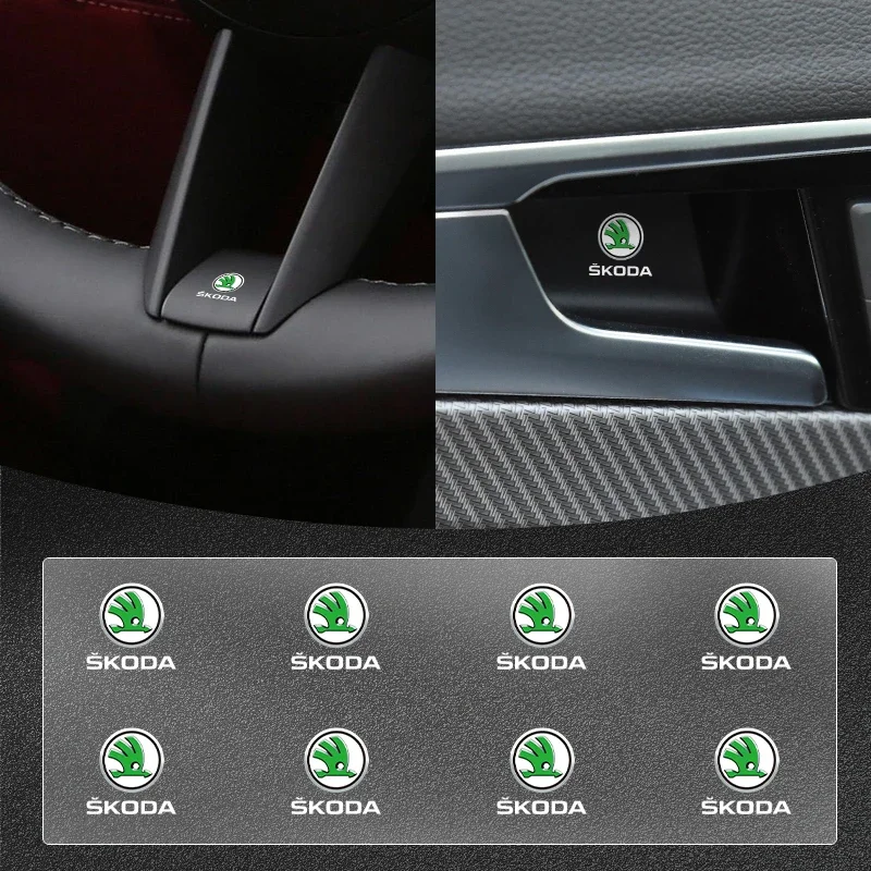 Car Steering Wheel Badge Stickers Car Door Handle Label Decal For Skoda Fabia 2 Octavia A4 A5 A7 Superb Rapid Yeti Karoq Kamiq