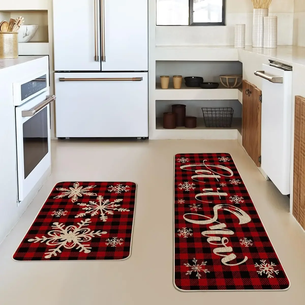 Christmas Kitchen Floor Mat Long Non-Slip Absorbent Floor Mat Household Kitchen Dirt Resistant Mat Door Mat Long Santa Carpet