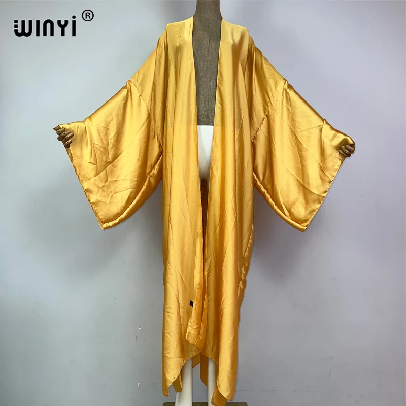 WINYI kimono boho monocolour kaftans beach wear Elegant купальник Holiday beach outfits for women cover ups comfortable dress