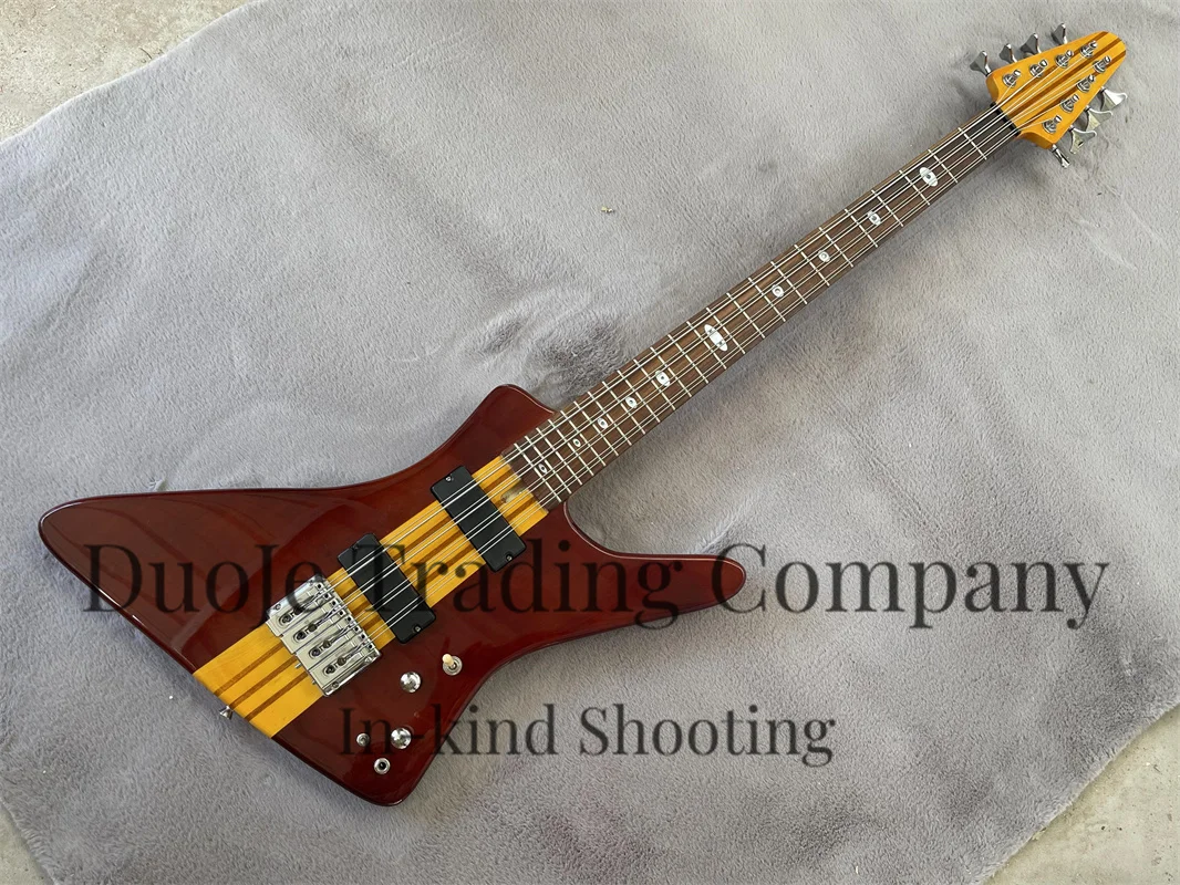 8 string bass Complex chord 7 pieces of wood neck through Red Brown body High quality bridge rose wood fingerboard oval Mosaic