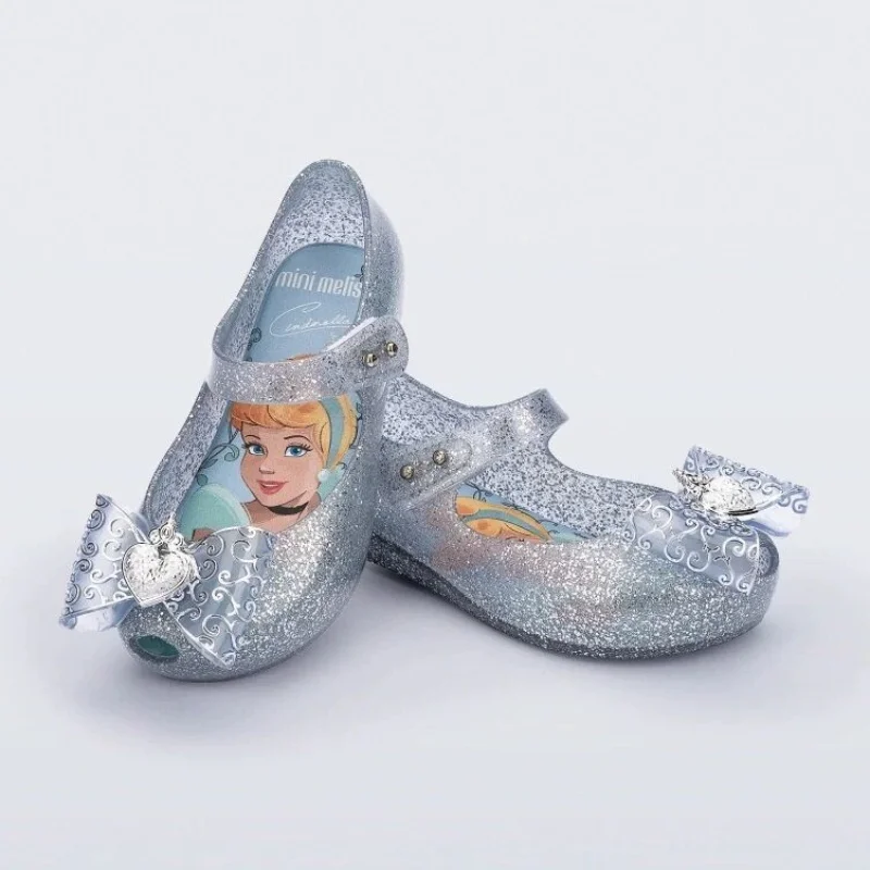 

Детская повседневная обувь, сандалии, летняя обувь из ПВХ с блестками для девочек, противоскользящая обувь на липучке, серебристо-зеленая обувь, размер 12,8–17,8 см.