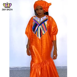 Vestidos de lavabo originales para mujer, ropa de boda tradicional africana, vestidos largos Bazin Riche, vestidos de noche de fiesta, tocados