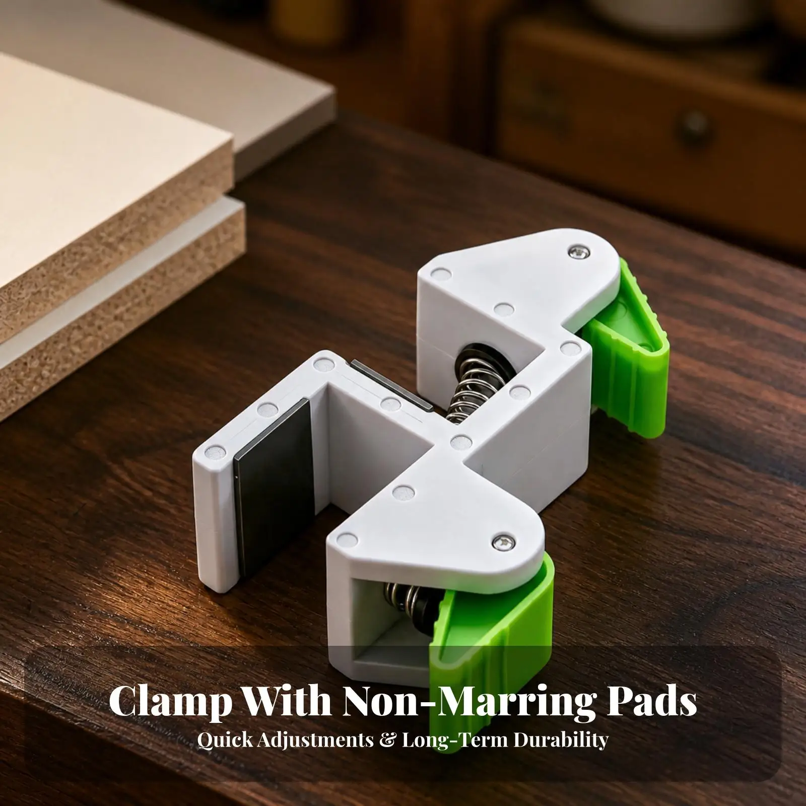 Cabinet Fitting Clamping Fixture for DIY Woodworking Panel Seam Guide with Metal Interface Plates Space Saver