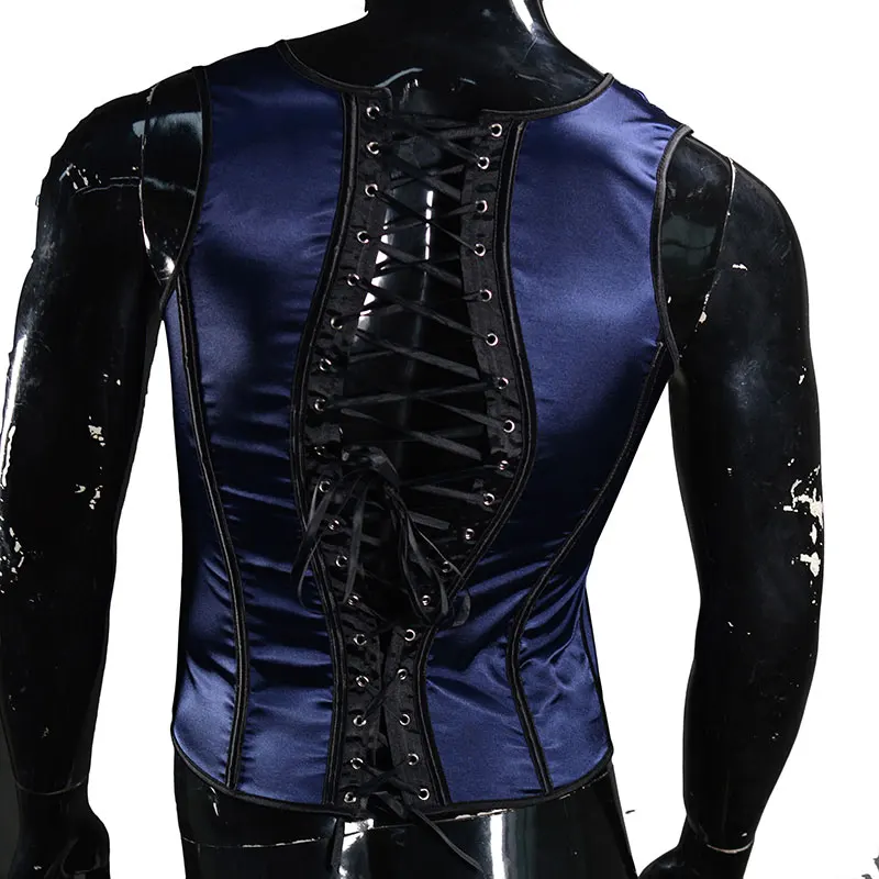 Men Back Strap Bodysuit Male Corset Tights Shaping Clothes Vintage Palace Costume Slimm Waist Body Shaper Vest