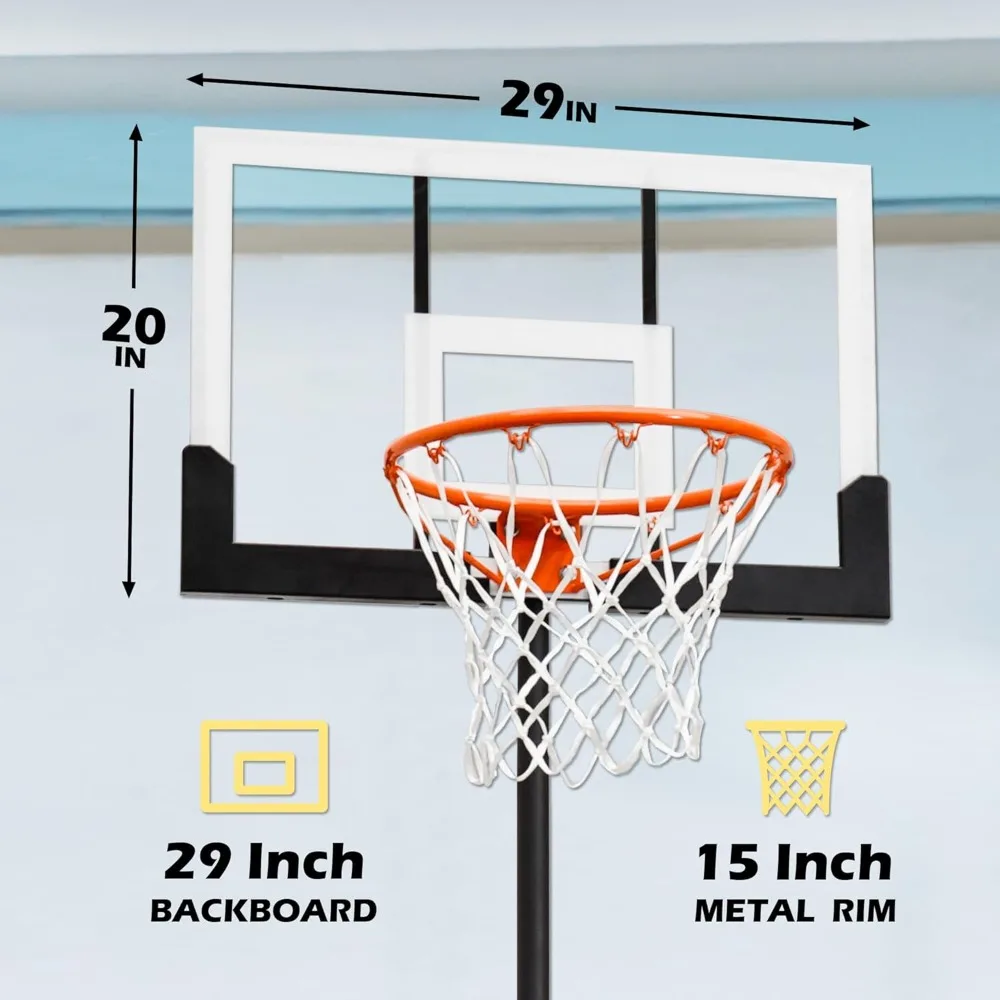 Tragbares Outdoor-Basketballkorbsystem mit bruchsicherem Rückwand und großer Basis, geeignet für Jugendliche und Erwachsene