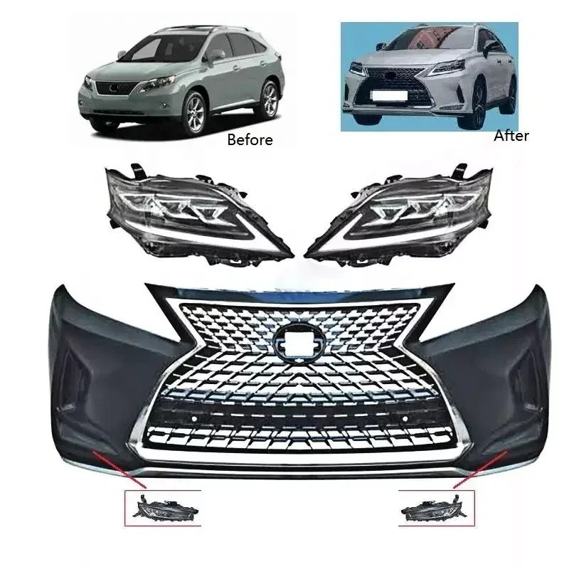 

Car Body Kit Grille with Fog Lights for Lexus Rx Rx350 Rx450 Rx270 2009-2015 Upgrade To 2019-2021 Exterior Accessories