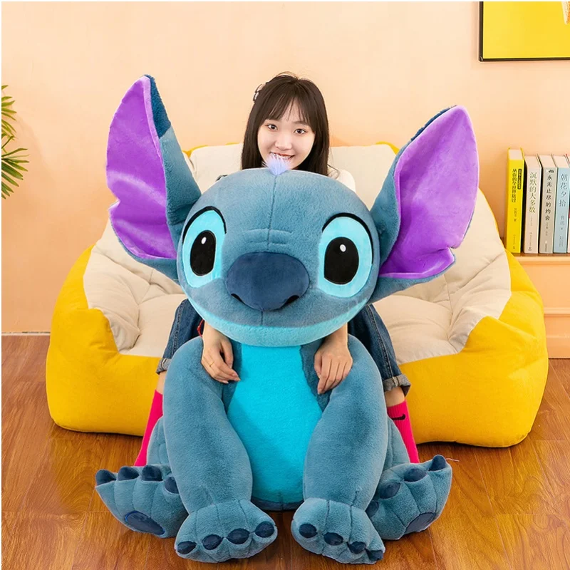 

75cm Disney Kawaii Stitch Angel Stuffed Plush Toy Doll Anime Cartoon Figure Soft Animals Pillow Room Decor Peluche Children Gift