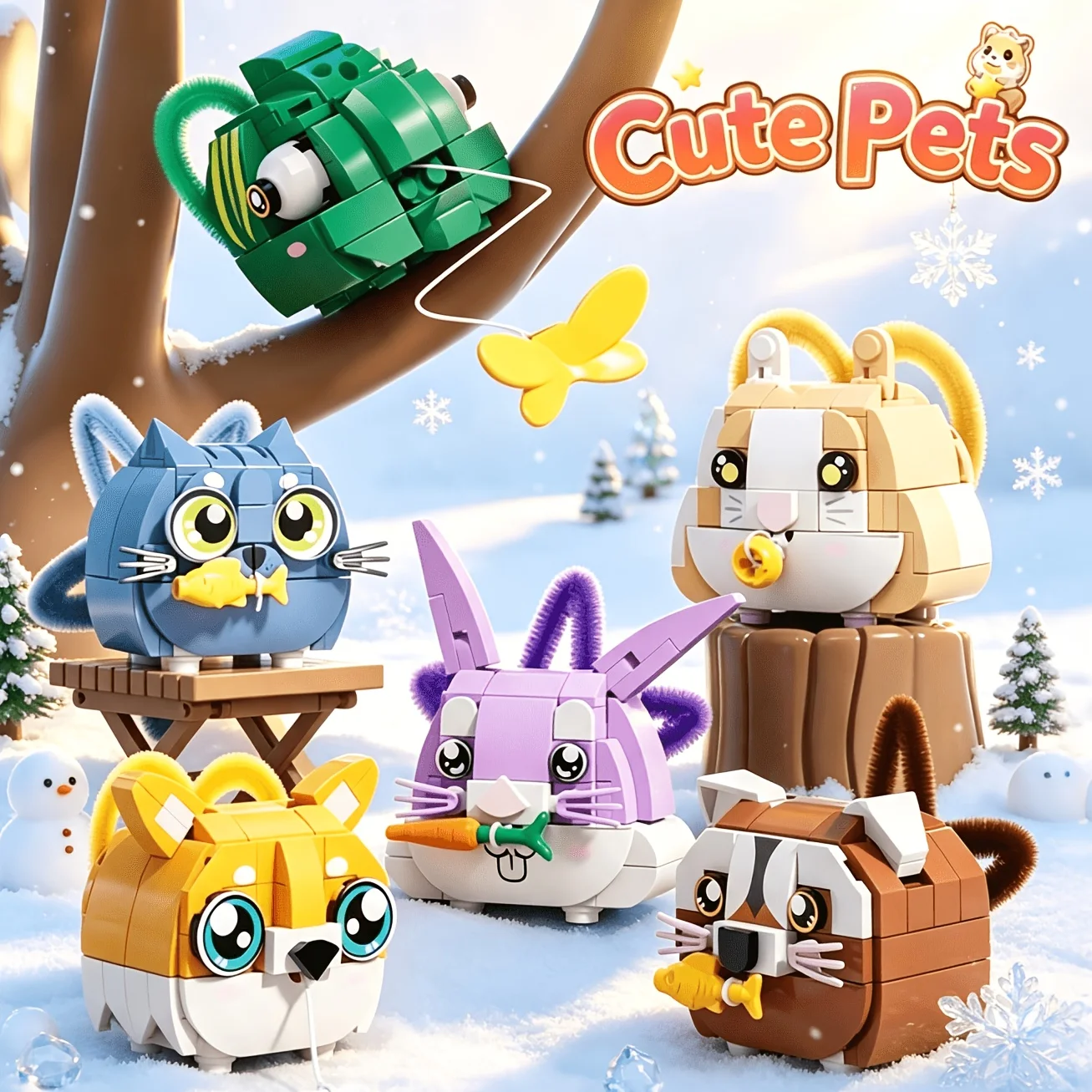Cute Animal Building Blocks Can Be Assembled, and after Assembling Them, They Can Serve as Both a Decorative Piece and a Desktop Decoration, Providing a Sense of Healing When Placed on a Desk Exercise Your Hands-On Skills and Spatial Thinking; Also Makes for a Great Birthday Gift or Holiday Present. Small and Space-Saving, Multiple Cute Pets Can Be Assembled Individually or Put Together to Create a Complete Set of a Lovely Pet Paradise. Healing and Therapeutic Building Blocks, Perfect for Both Gifting and Keeping for Yourself!