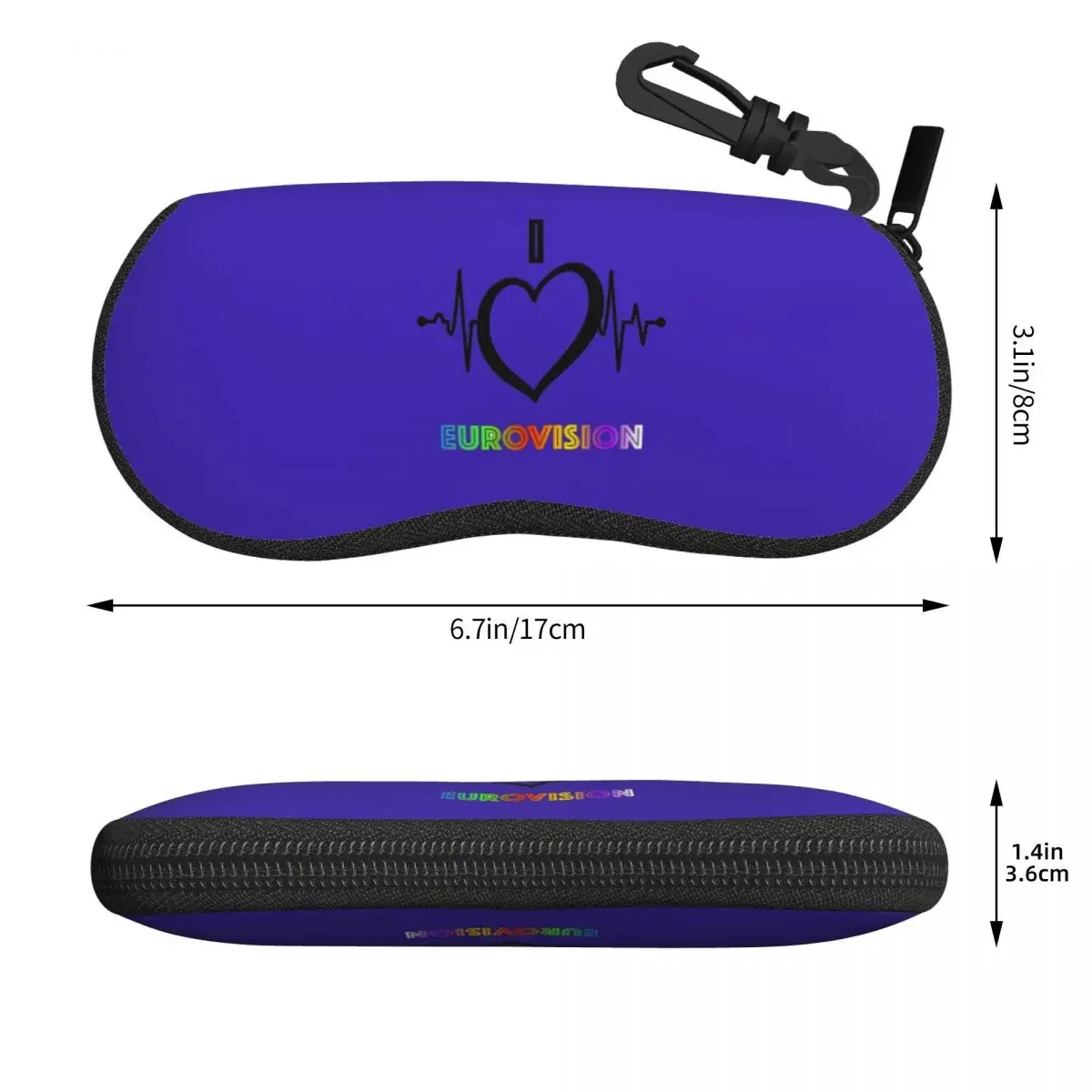 I Love Eurovision - Rainbow Pattern Shell Glasses Case Protective Sunglasses Box Women Men Soft Eyeglass Bag Pouch