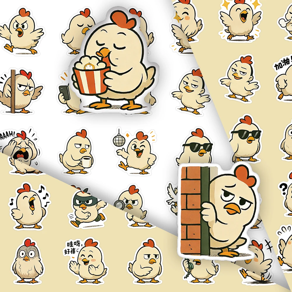 

60PCS Cute Cartoon Personality Roosters Graffiti Stickers Kawaii Animal Decal Notebook Phone Guitar Skateboard Classic Kid Toys