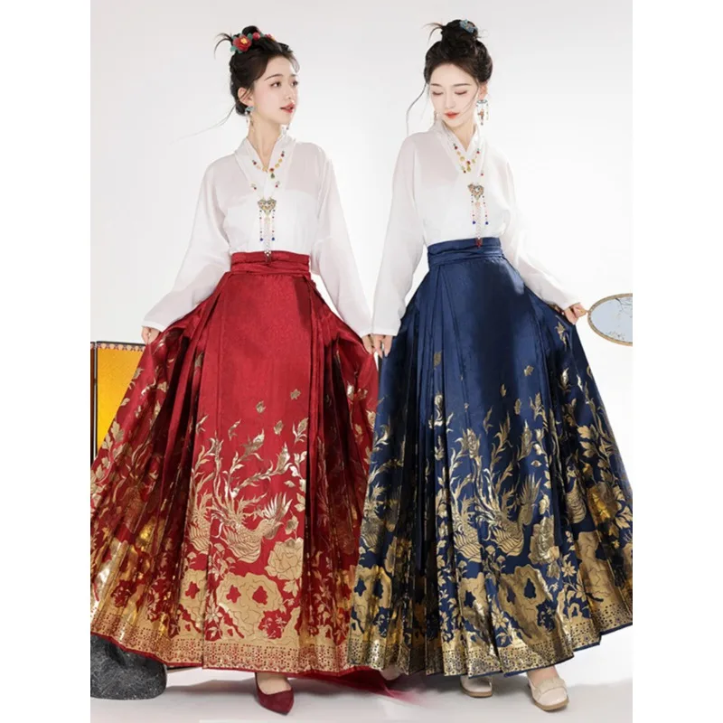 

Fengyu's new woven gold horse skirt suit daily wear new Chinese skirt Ming-made Hanfu New Year's greeting clothes Spring style