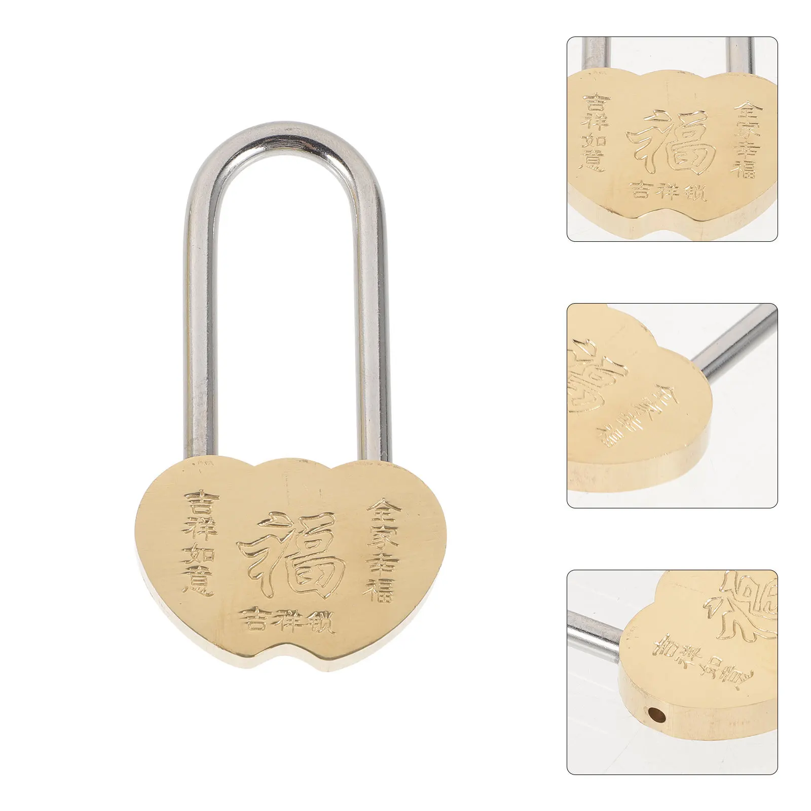 

Vintage Chinese Style Copper Padlock Travel Padlocks for Luggage Small Love Heart Shape