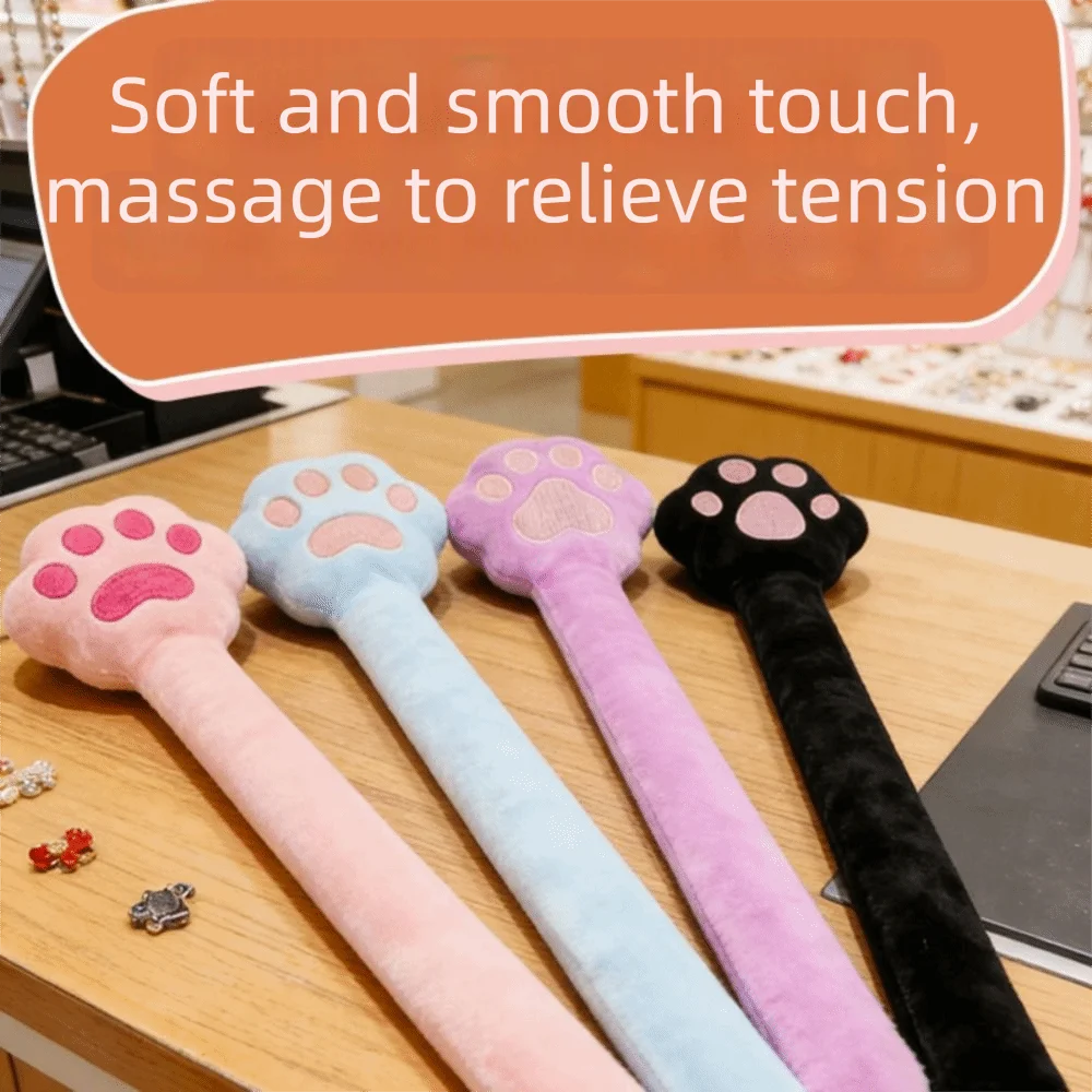 Cute Claw Shape Cat Claw Massage Hammer Elastic Soft Meridian Slap Stick Multi-functional Long Handle Tapping Back Massager